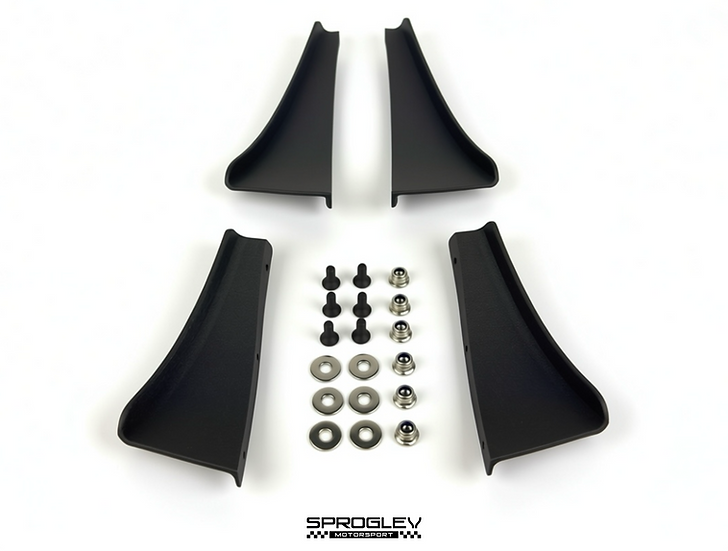 Sprogley Motorsport F87 BMW M2 front bumper canards for enhanced aerodynamics and sporty styling.