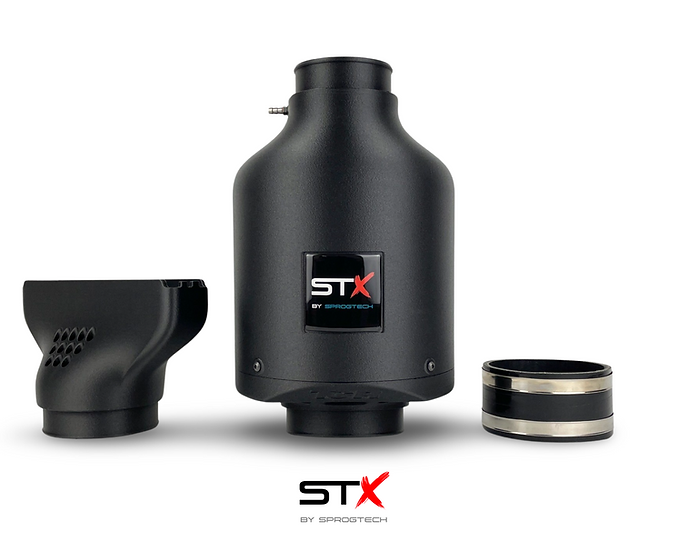 SprogTech STX EA8 Enclosed Motorsport Intake Kit for EA888 Gen 3 & 4 engines, shown installed on a vehicle, with sleek enclosed design.