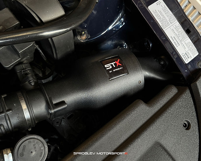 SprogTech STX BAM enclosed intake kit for VAG 1.8T engines, showcasing the sleek black body and intake components.