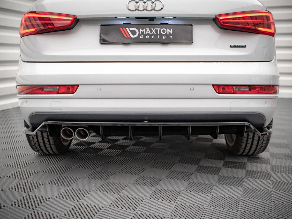 Central Rear Splitter (Vertical Bars) Audi Q3 8U Facelift (2014-2018) - Wayside Performance 