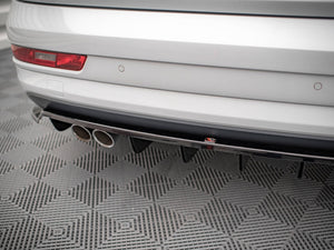 Central Rear Splitter (Vertical Bars) Audi Q3 8U Facelift (2014-2018) - Wayside Performance 