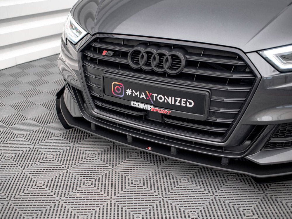 Street PRO Front Splitter V.1 + Flaps Audi S3 / A3 S-Line Sportback 8V Facelift - Wayside Performance 