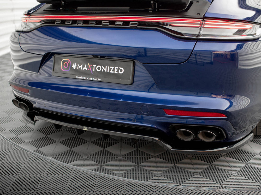 Central Rear Splitter (Vertical Bars) Porsche Panamera E-Hybrid 971 Facelift - Wayside Performance 