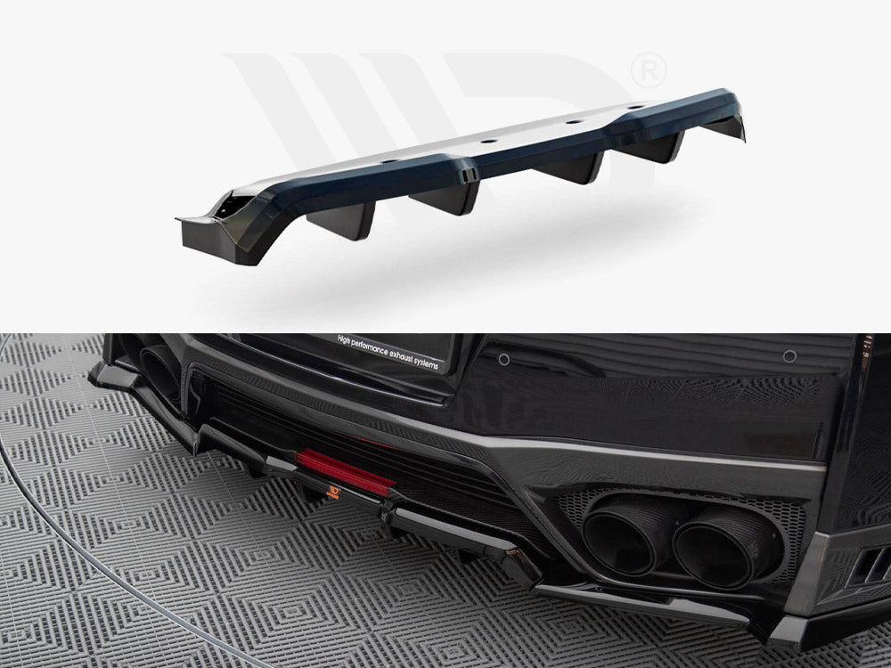 Central Rear Splitter (Vertical Bars) Nissan GTR R35 Facelift - Wayside Performance 