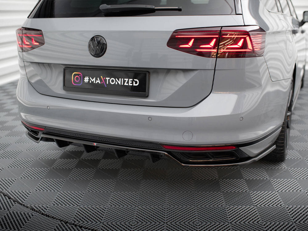 Central Rear Splitter (Vertical Bars) Volkswagen Passat R-Line B8 Facelift - Wayside Performance 