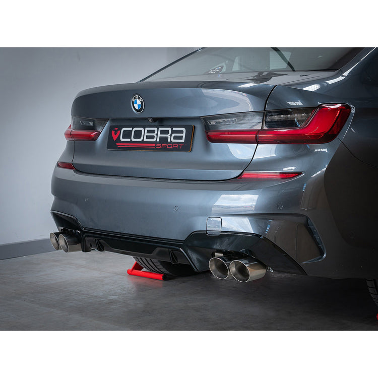 BMW 330e Touring (G21) (19>) Non-Valved Venom Quad Exit Rear Axle Back M3 Style Performance Exhaust - Wayside Performance 