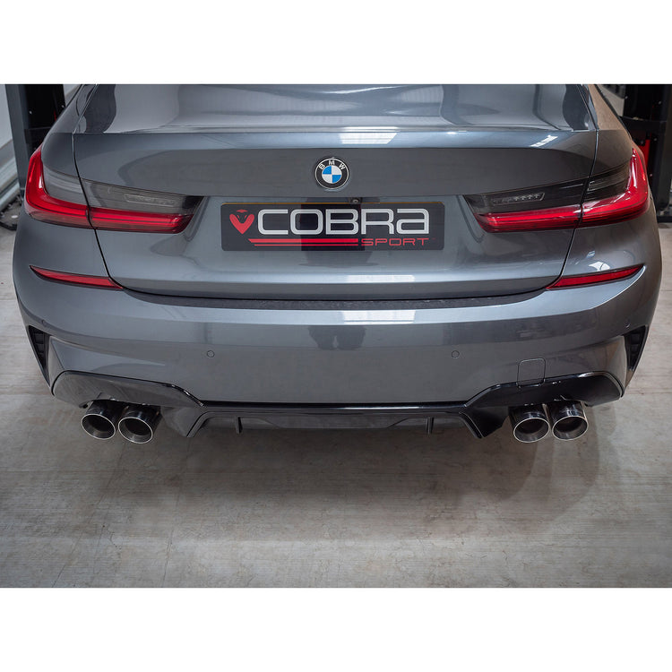 BMW 330e (G20) (19>) Non-Valved Venom Quad Exit Rear Axle Back M3 Style Performance Exhaust - Wayside Performance 