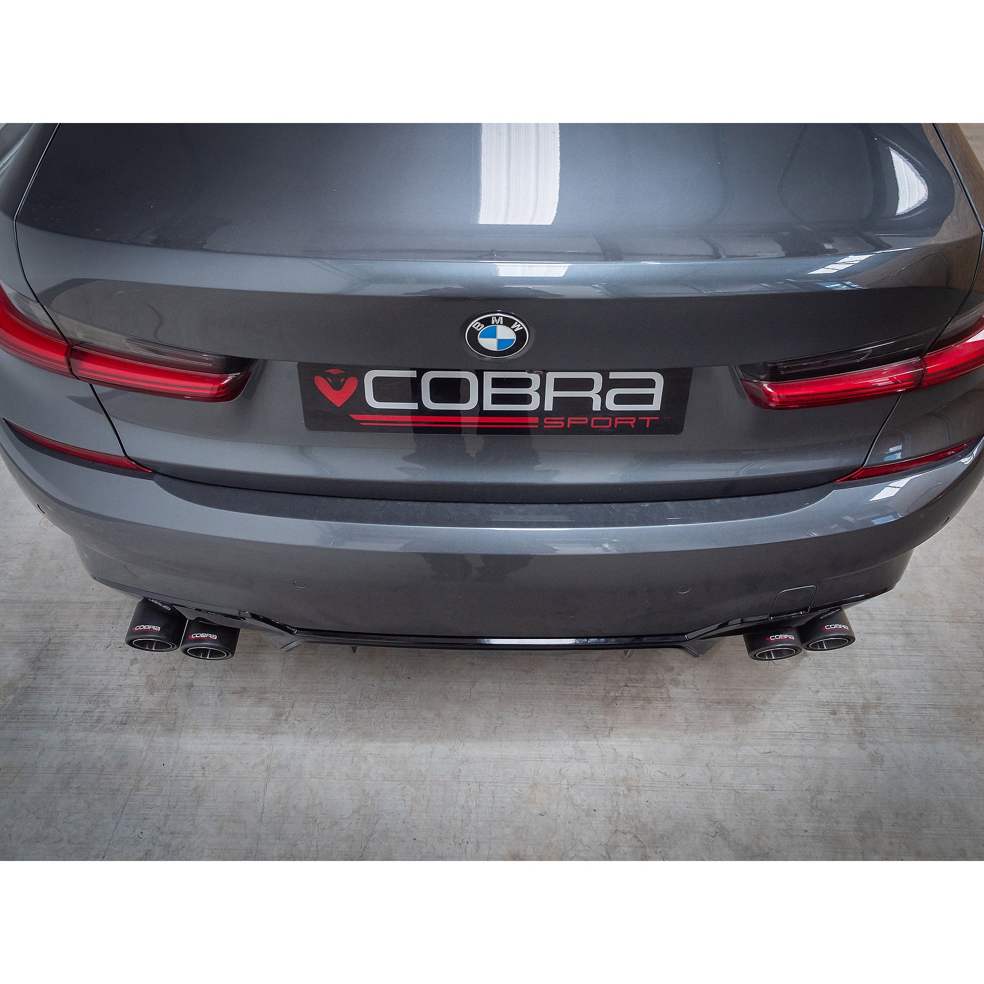 BMW 330e (G20) (19>) Non-Valved Venom Quad Exit Rear Axle Back M3 Style Performance Exhaust - Wayside Performance 