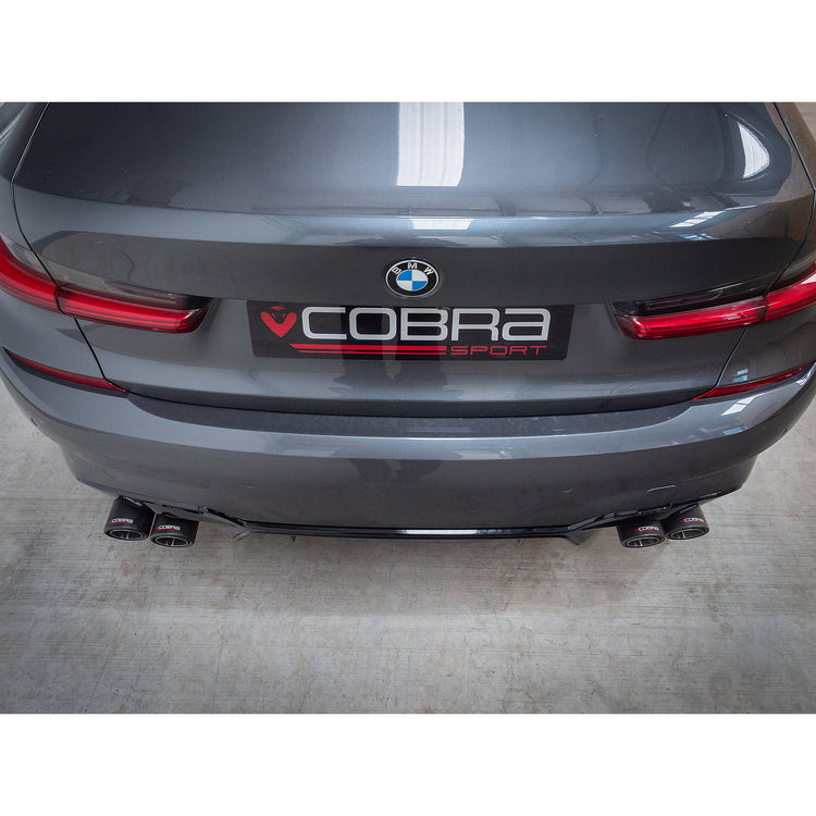 BMW 330e (G20) (19>) Non-Valved Venom Quad Exit Rear Axle Back M3 Style Performance Exhaust - Wayside Performance 