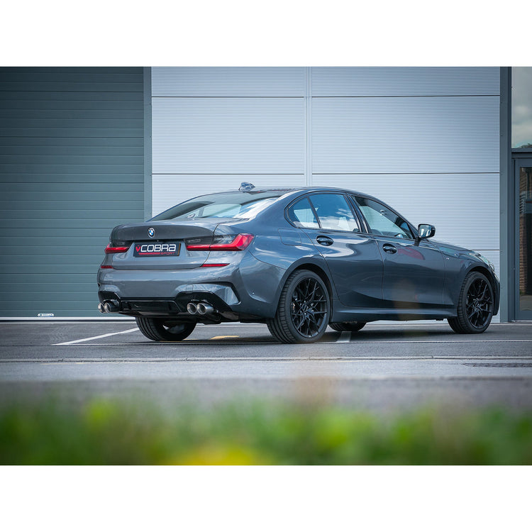 BMW 330e (G20) (19>) Valved Quad Exit Rear Axle Back M3 Style Performance Exhaust - Wayside Performance 