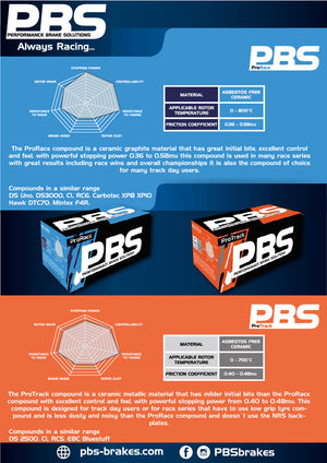 PBS FORD FOCUS RS MK1 ProRace Front Performance Brake Pad 8003PR - Wayside Performance 